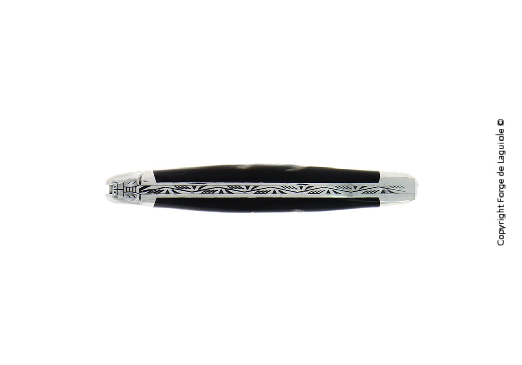 Couteau pliant Forge De Laguiole, 11 cm, manche en pointe de corne foncée, finition brillante