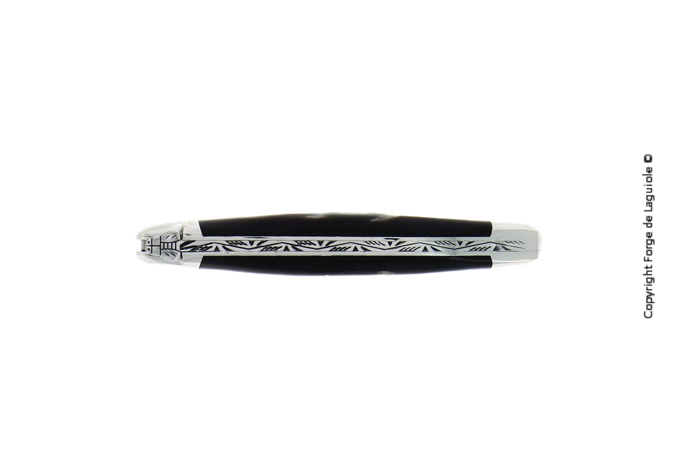 Couteau pliant Forge De Laguiole, 11 cm, manche en pointe de corne foncée, finition brillante