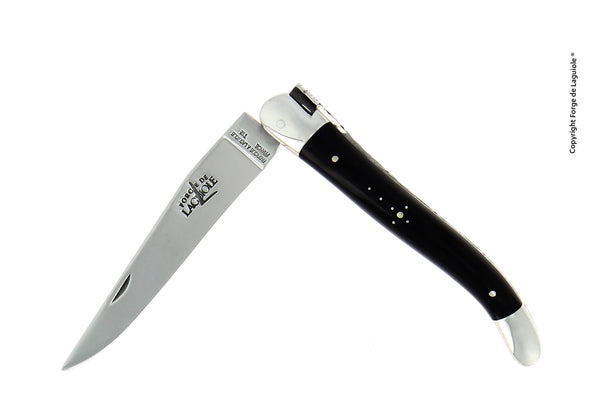 Couteau pliant Forge De Laguiole, 11 cm, manche en pointe de corne foncée, finition brillante