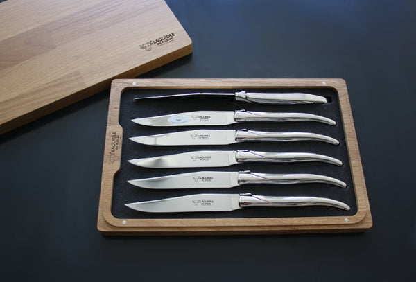 Couteaux à steak Laguiole En Aubrac en acier poli