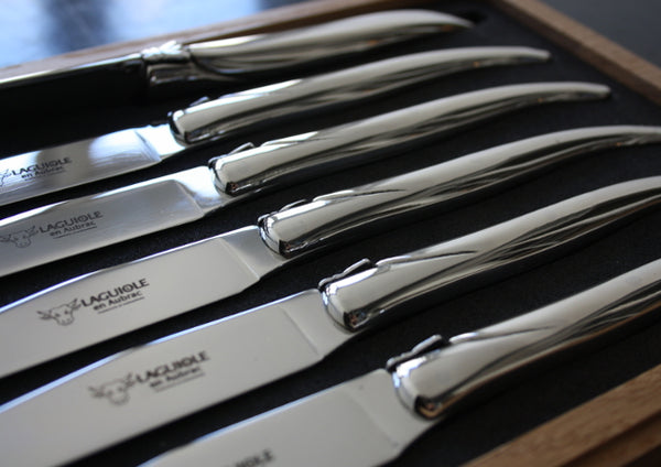 Couteaux à steak Laguiole En Aubrac en acier poli