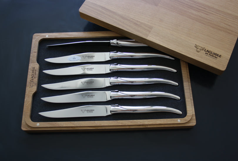 Couteaux à steak Laguiole En Aubrac en acier poli