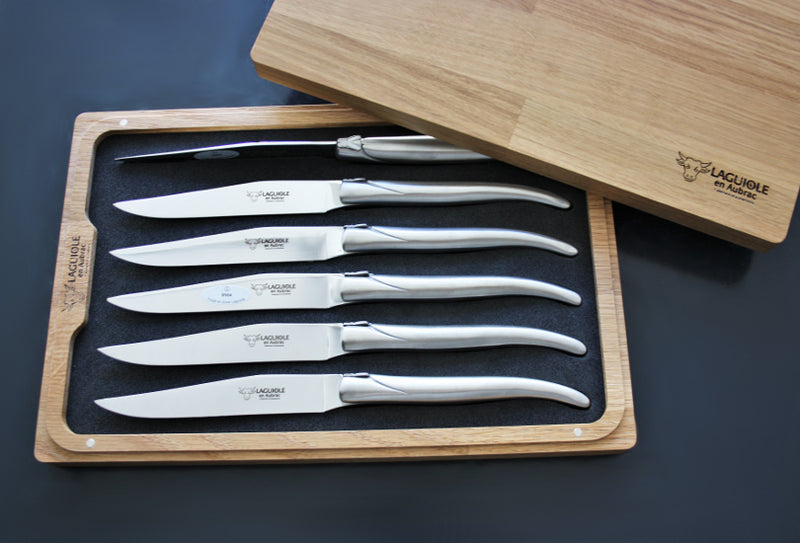 Couteaux à steak Laguiole En Aubrac en acier inoxydable mat
