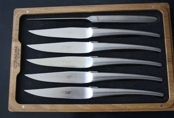 Couteaux à steak Laguiole En Aubrac en acier inoxydable mat