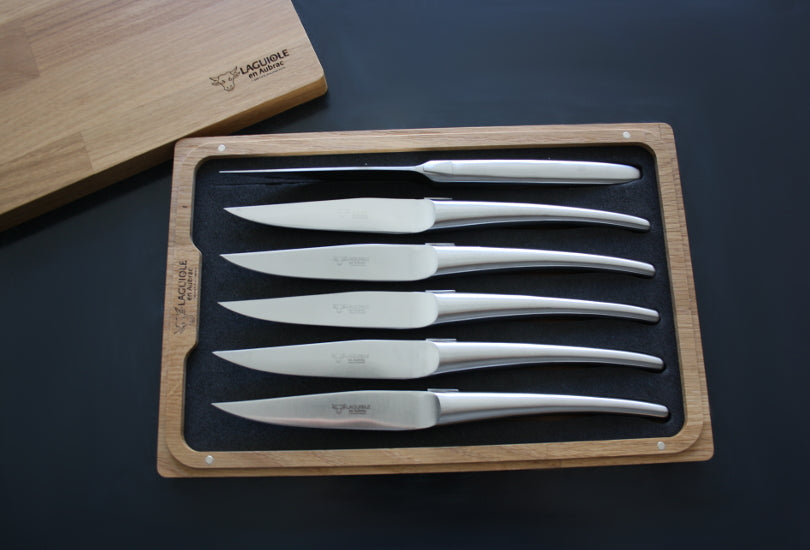 Couteaux à steak Laguiole En Aubrac en acier inoxydable mat