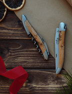 Coffret cadeau - Genévrier - Ouvre-bouteille et couteau de poche de sommelier