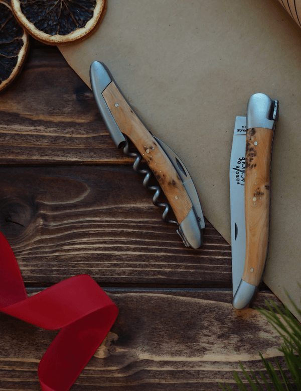 Coffret cadeau - Genévrier - Ouvre-bouteille et couteau de poche de sommelier