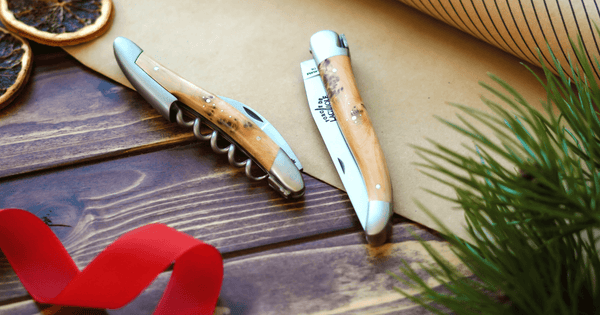 Coffret cadeau - Genévrier - Ouvre-bouteille et couteau de poche de sommelier