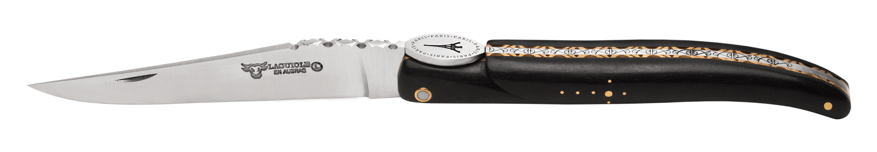 Laguiole En Aubrac - ORIGINE TOUR EIFFEL - Couteau de poche manche ébène