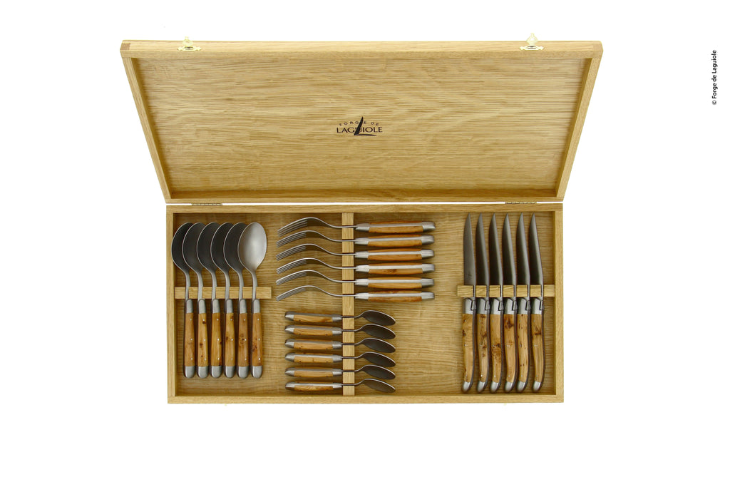 Forge De Laguiole Manche en genévrier - Lame en acier inoxydable satiné mat