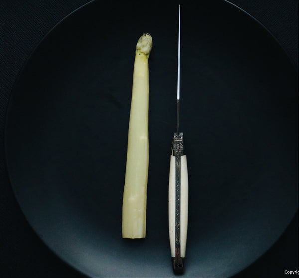 Couteaux Forge De Laguiole avec manche en os, 2 mitres en acier inoxydable et lame en acier inoxydable poli