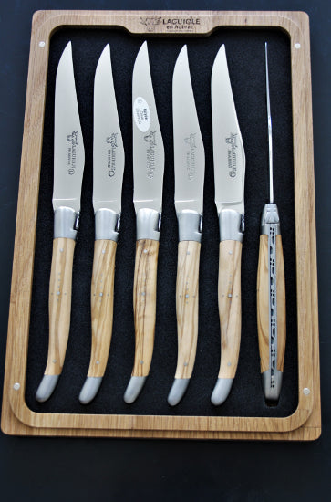 Couteaux à Steak Laguiole En Aubrac Bois d'Olivier