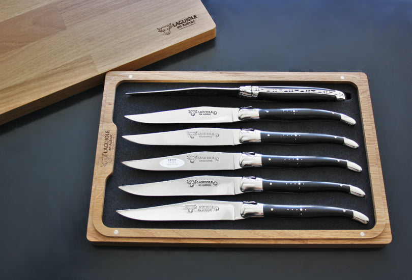 Couteaux à steak en bois d'ébène Laguiole En Aubrac