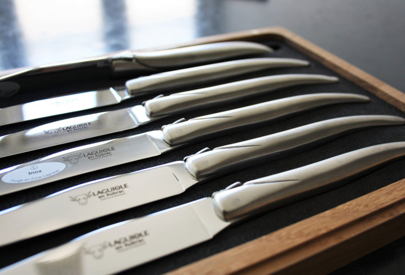 Couteaux à steak Laguiole En Aubrac en acier inoxydable mat
