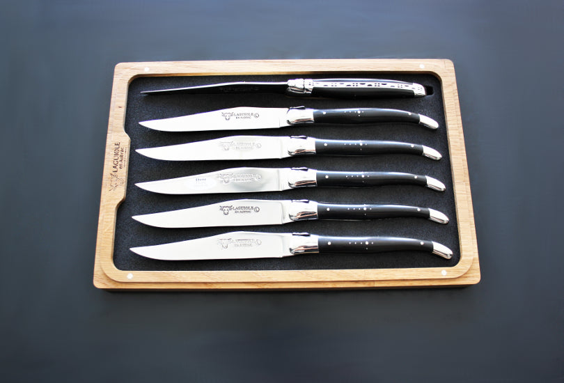 Couteaux à steak en bois d'ébène Laguiole En Aubrac